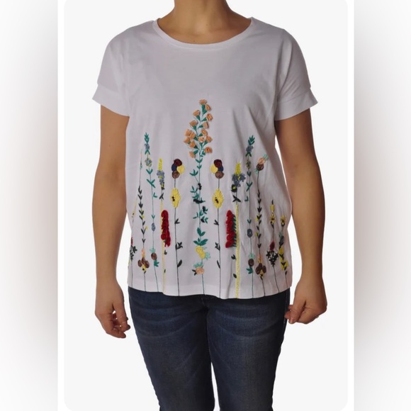 Twin-set embroidery/beads/ribbons white boxy fit T-Shirt - Picture 10 of 17